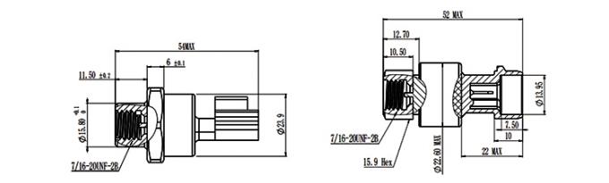 RPT233S 0~20MPa Packard Yazaki 1% FS HAVC सिस्टम के लिए सिरेमिक दबाव सेंसर 2