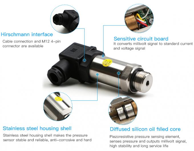 0-600bar दबाव रेंज डिफ्यूज्ड सिलिकॉन तेल दबाव सेंसर RPT202 0.5-4.5V आउटपुट और CE RoHS प्रमाणन के साथ 1