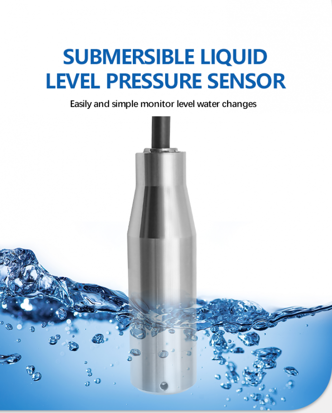 4-20mA पानी और तेल स्तर माप के लिए पनडुब्बी जल स्तर सेंसर कार्य तापमान -20-80C RS485 IIC इंटरफ़ेस 0
