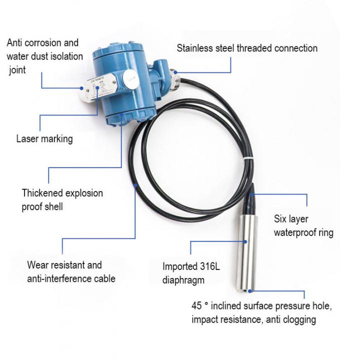 उच्च परिशुद्धता जल स्तर जांच हाइड्रोस्टैटिक डुबकीदार 0-5V तरल जल स्तर सेंसर 1